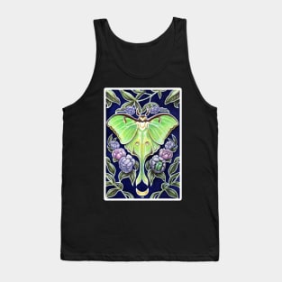 Luna Moth and Flower - White Outlined Version Tank Top